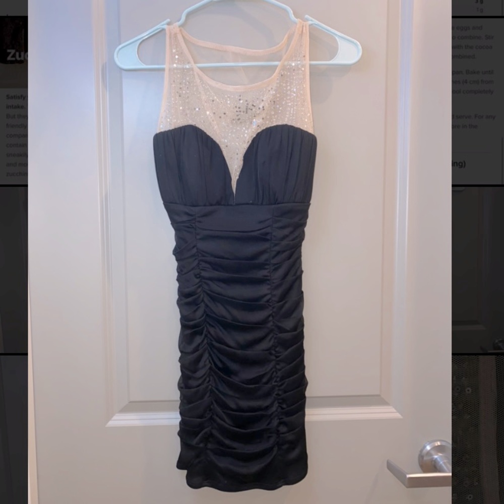 Short Black Dress with Sparkly Mesh Top